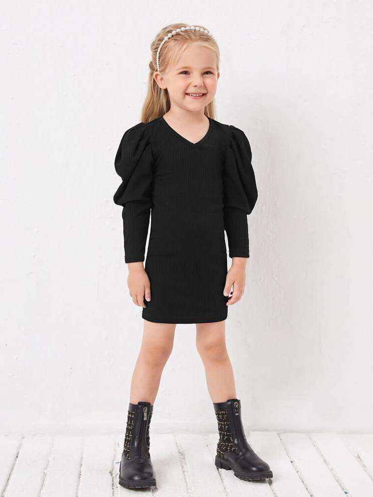  Long Sleeve Black Toddler Girl Dresses 2970