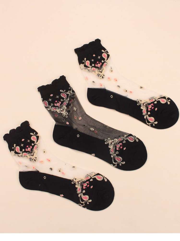 Paisley Black Women Socks  Hosiery 9975