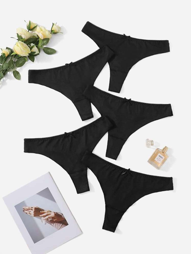 Black  Simple Plus Size Panties 1470