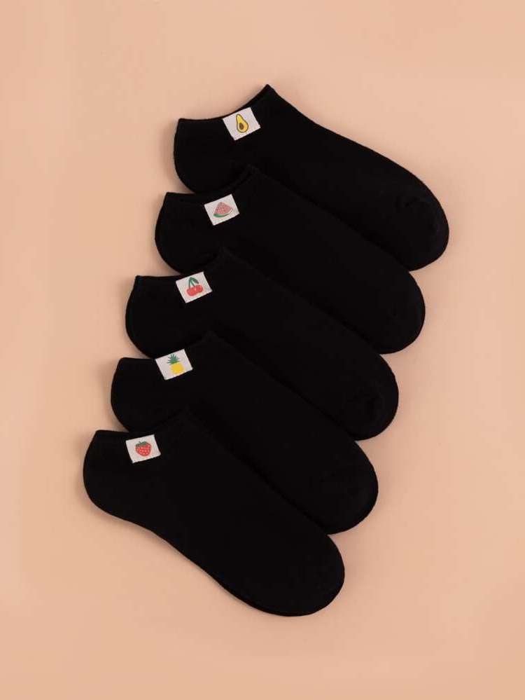 Fruit&Vegetable  Black Women Socks  Hosiery 3309