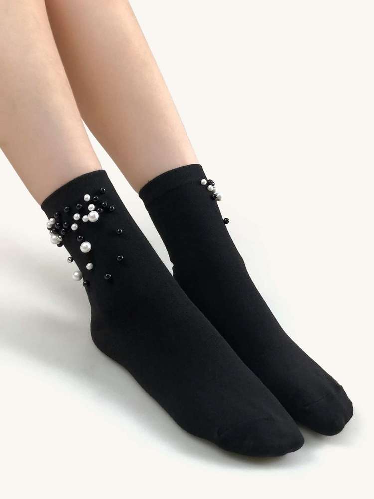  Pearls Plain Women Socks  Hosiery 5832