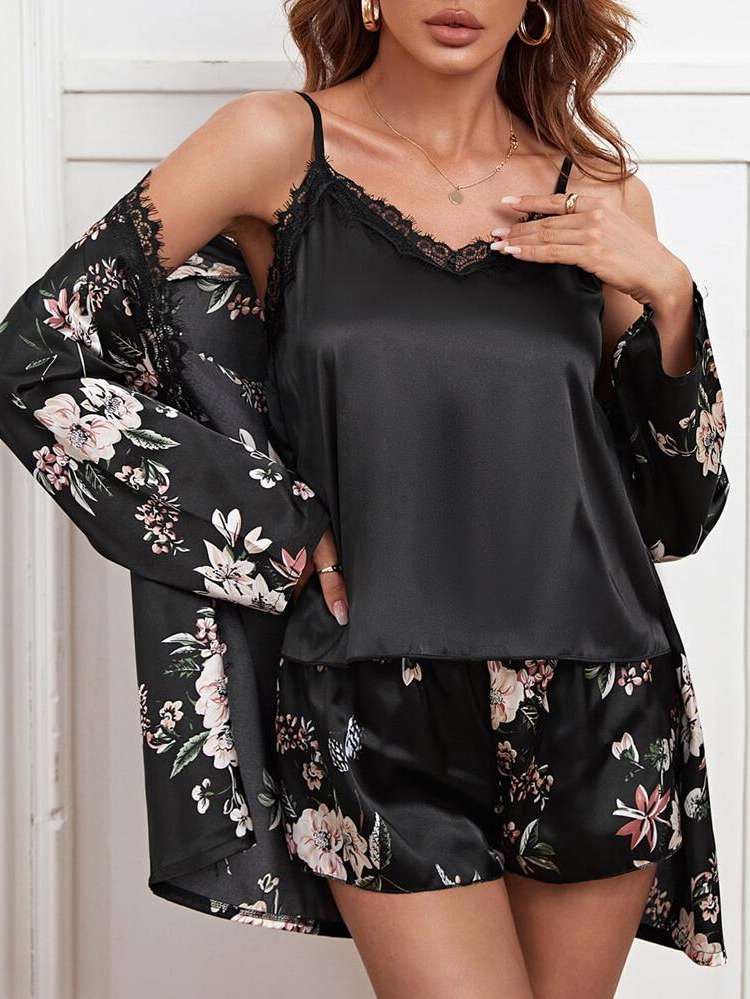  Floral Long Sleeve Elegant Women Sleepwear 2021