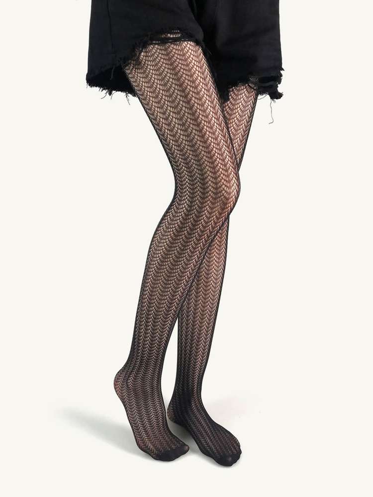  Plain Black Women Tights 8257