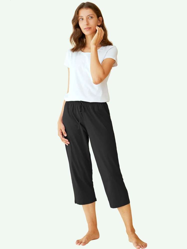 Casual Black Plain Women Sleepwear 3610