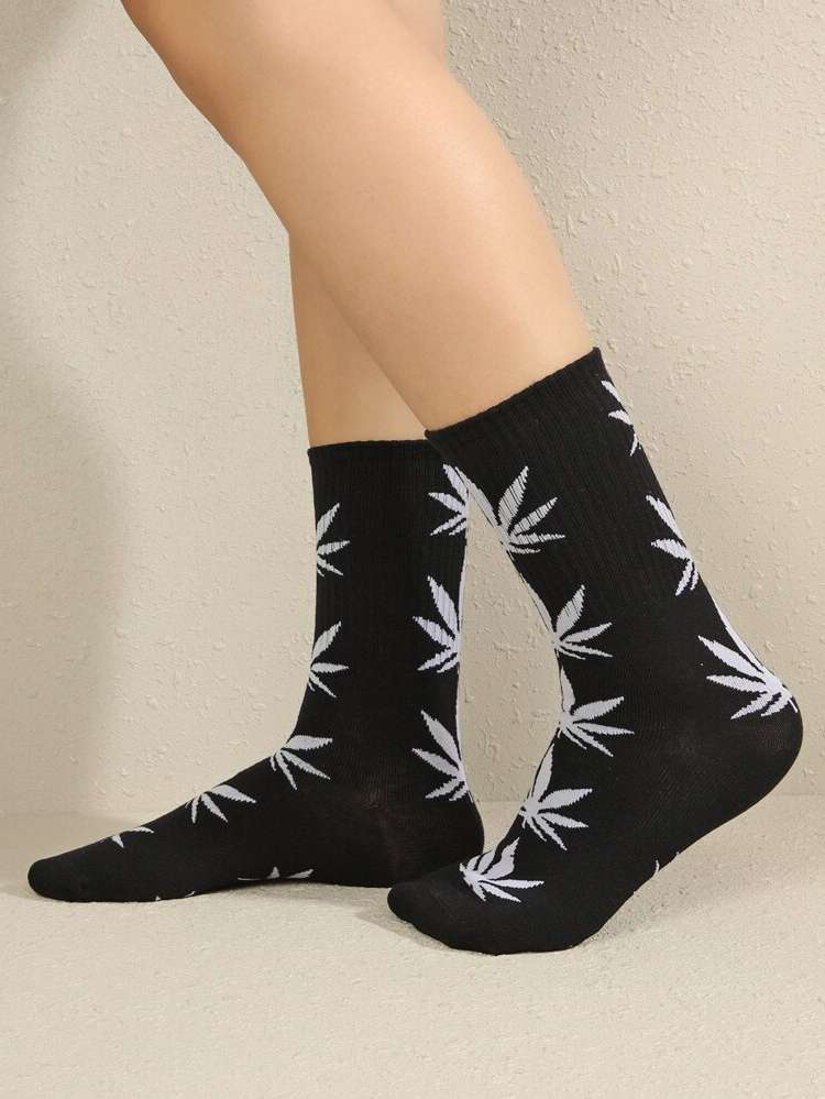 Plants Black  Women Socks 943