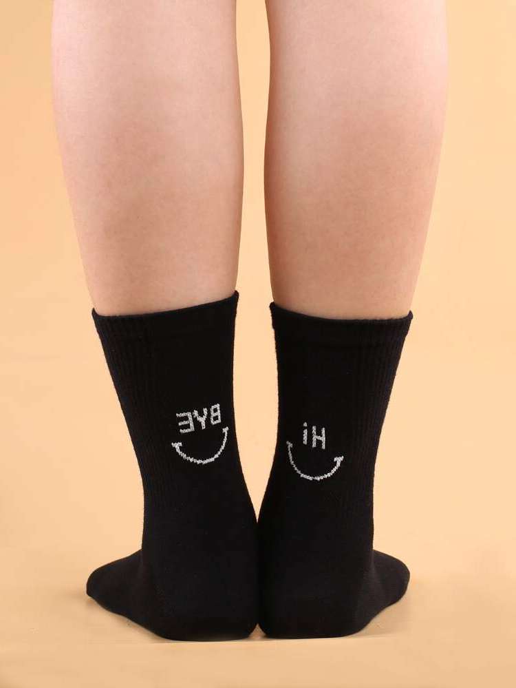 Letter  Black Women Socks 1166