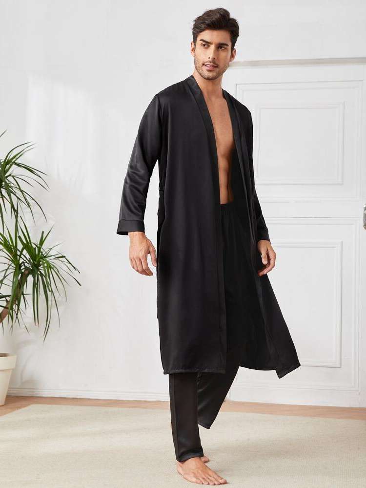 Long Sleeve Black Men Underwear  Loungewear 9835