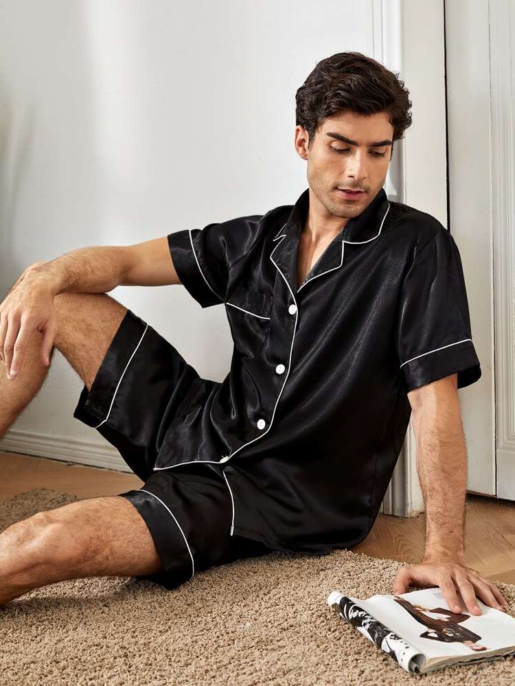 Pocket Casual Lapel Men Underwear  Loungewear 995