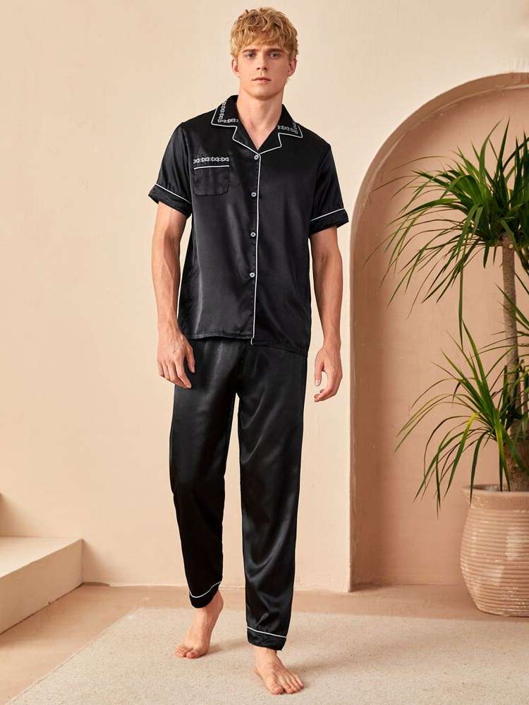  Lapel Casual Men Loungewear Sets 4119