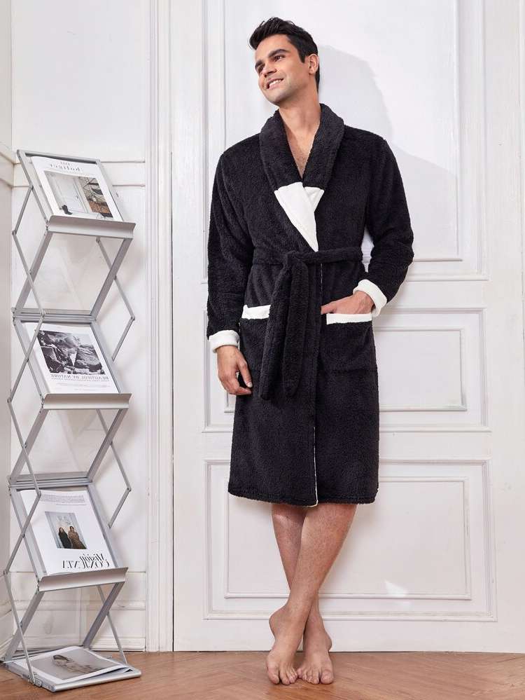  Casual Belted Men Loungewear Robes 9647