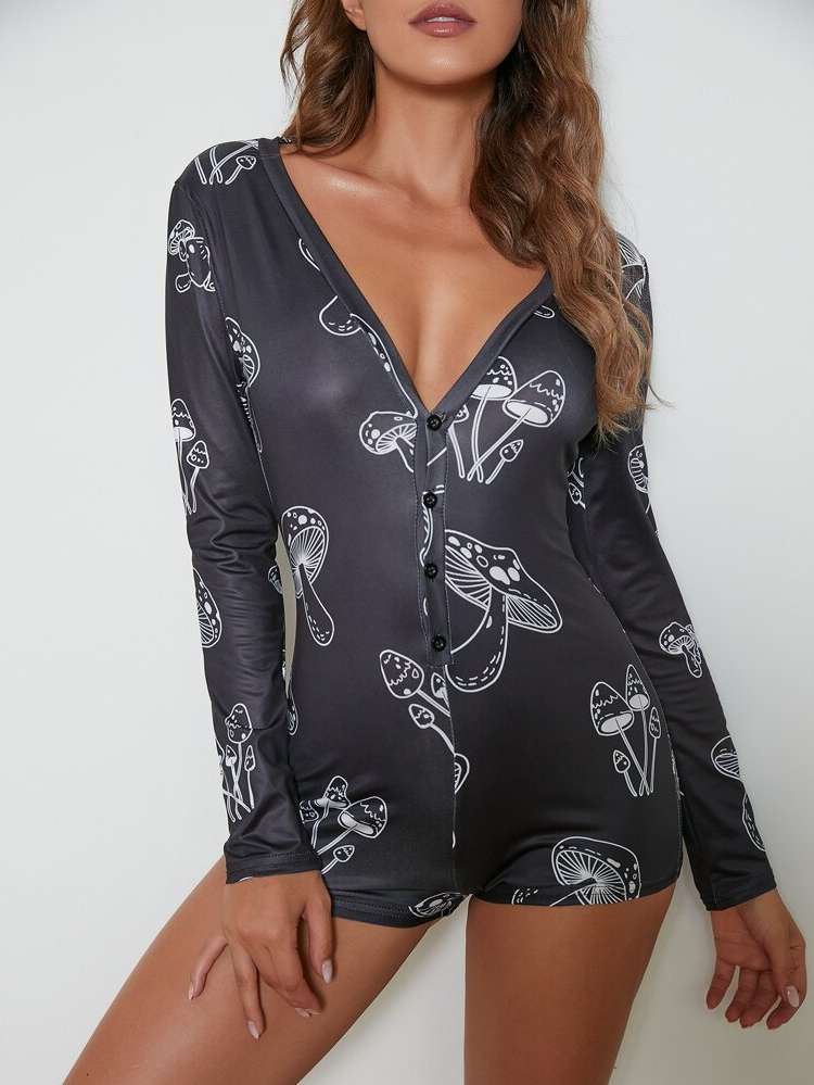 Button Front  Women Sleepwear 2543