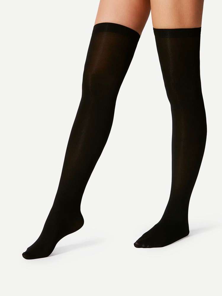 Black Plain  Women Socks  Hosiery 356