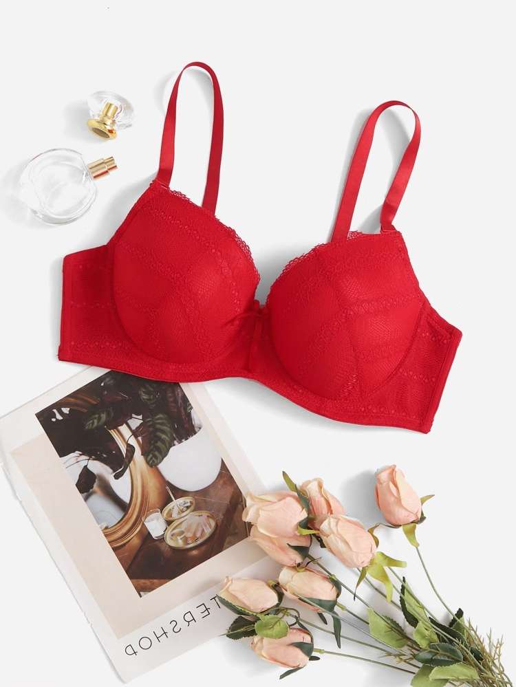 Contrast Lace Romantic Plus Size Bras  Bralettes 6445