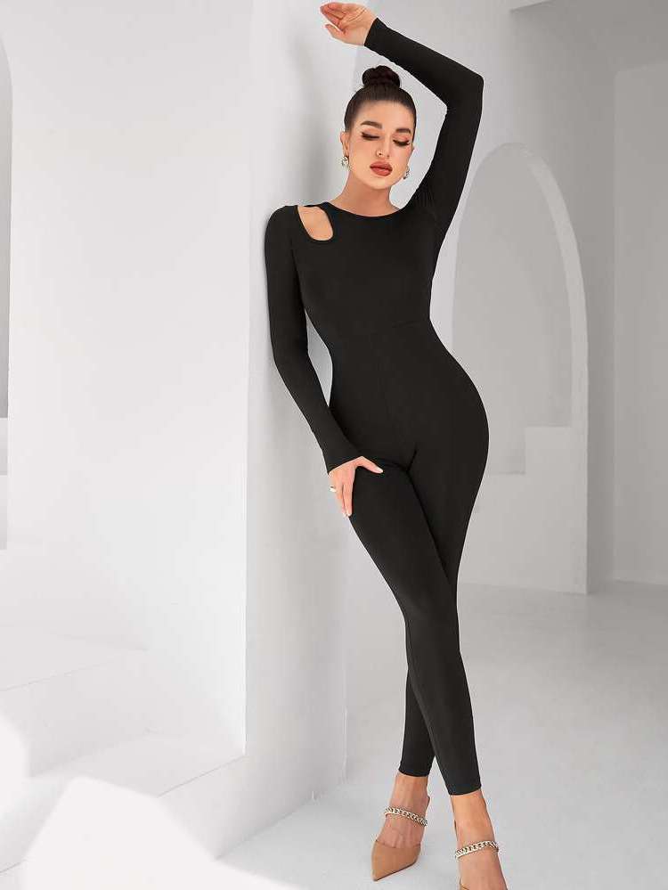  Plain Black Women Jumpsuits  Bodysuits 1684