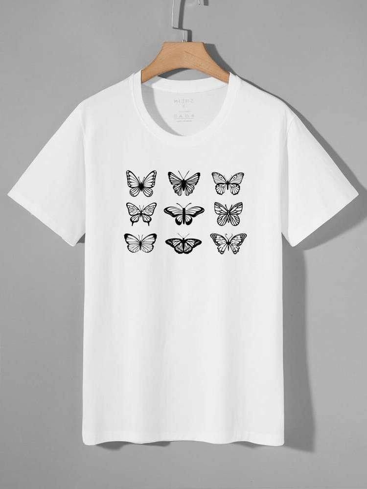  Butterfly Short Sleeve Women Tops, Blouses  Tee 953