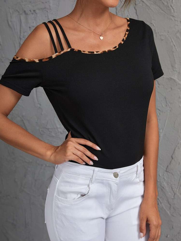 Casual Plain Asymmetrical Neck Women Clothing 5585