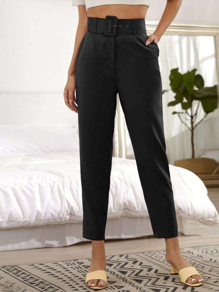 Cropped  Belted Women Suit Pants 185