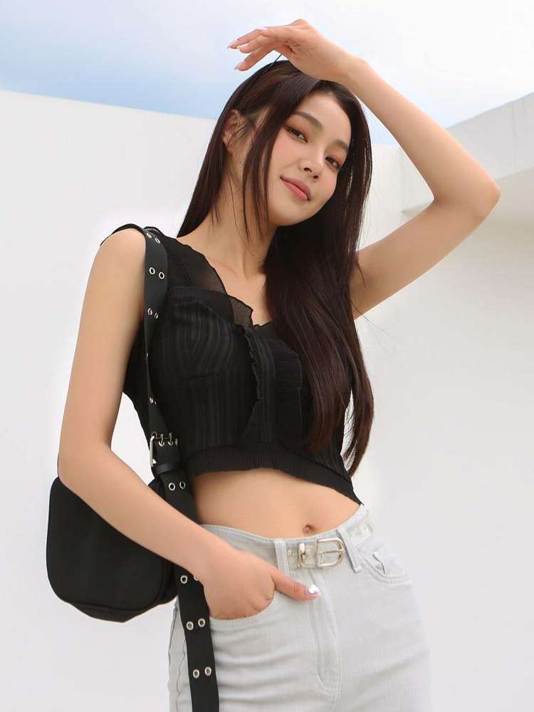 Slim Fit Plain Sleeveless Women Clothing 6827