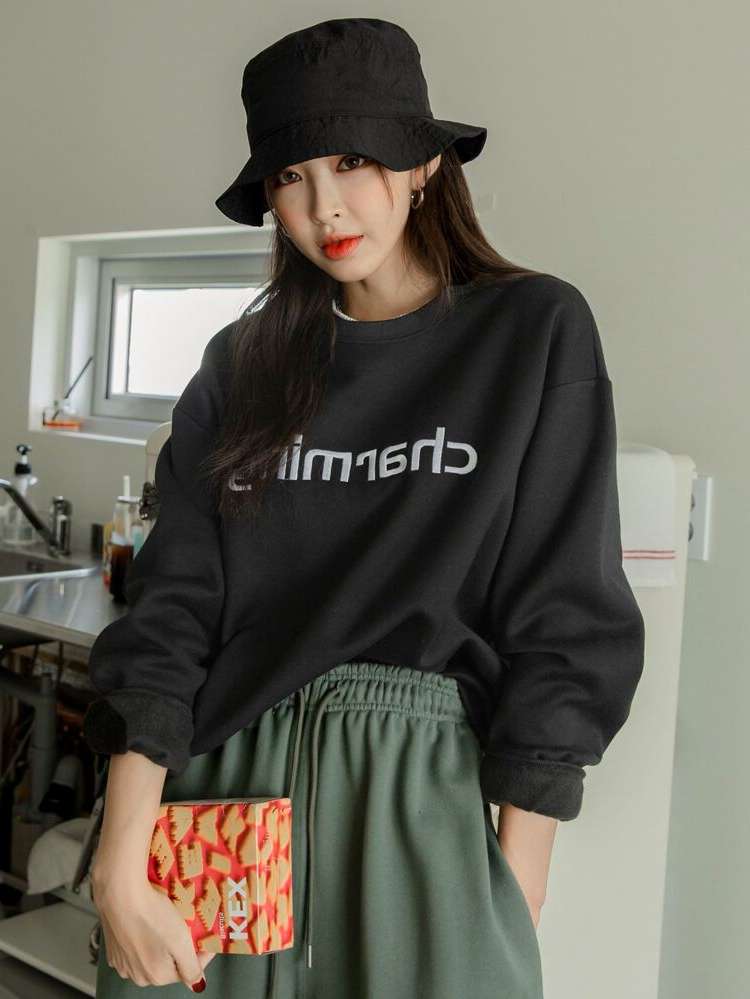  Long Sleeve Casual Round Neck Women Sweatshirts 98