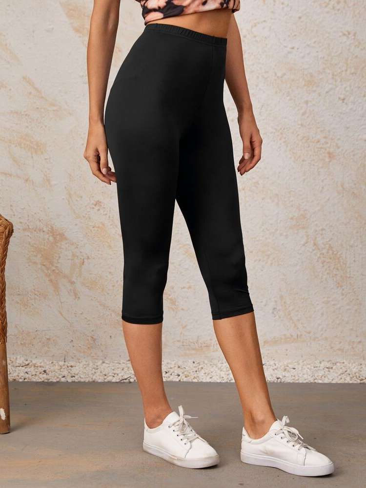  Black Plain Women Bottoms 9857