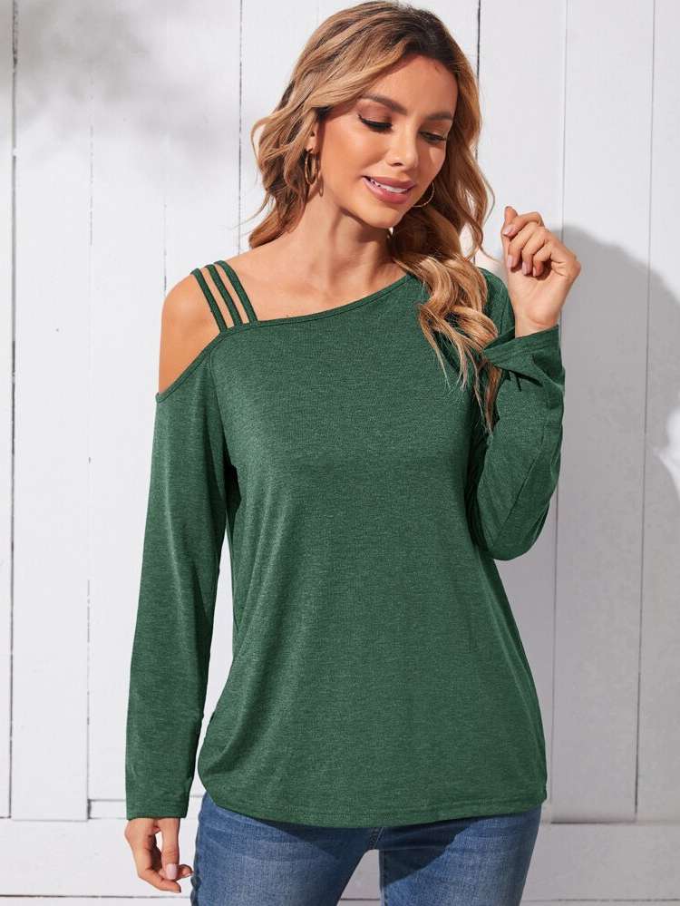 Asymmetrical Neck Long Sleeve Regular Fit Casual Women Clothing 4553