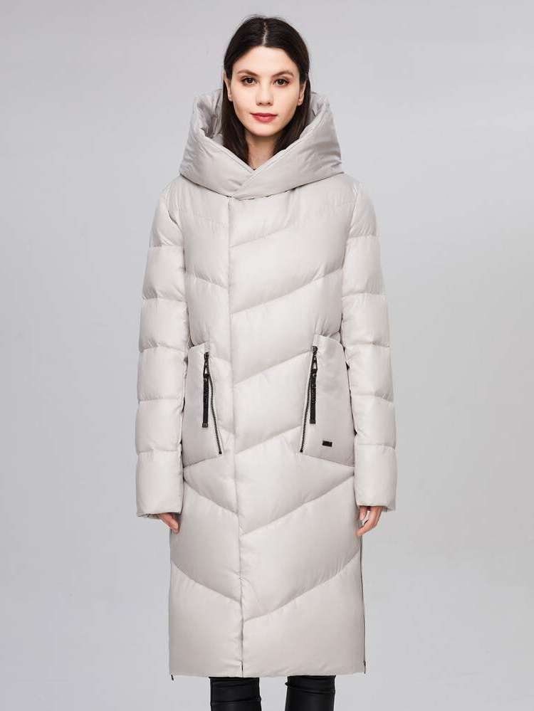 Long Zipper Regular Fit Casual Women Winter Coats 1954