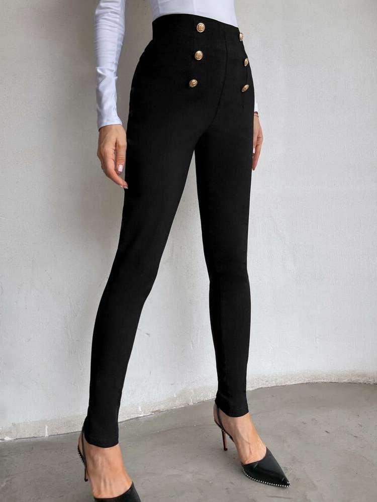  Button Skinny Women Pants 536