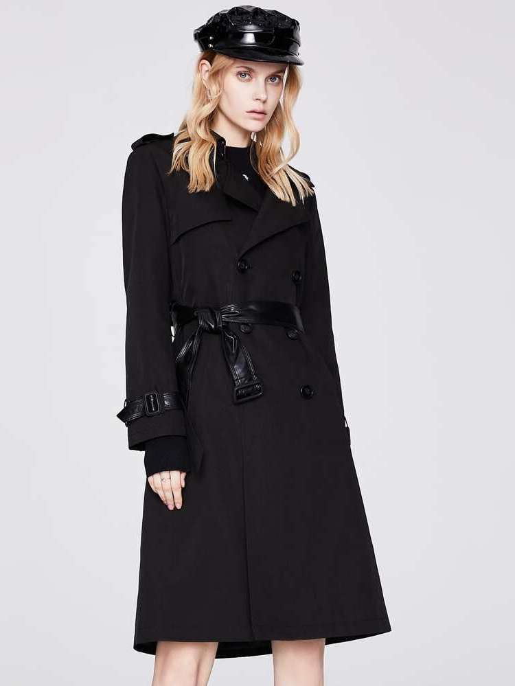 Lapel Midi Split Elegant Women Trench Coats 221