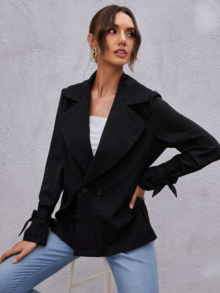 Double Button Long Sleeve Lapel Women Blazers 203