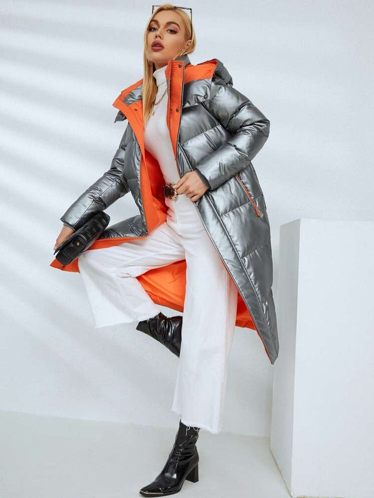 Regular Fit Zipper Hooded Women Winter Coats 508