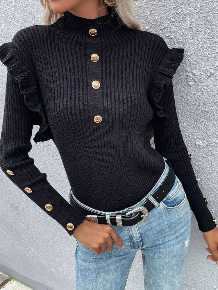  Elegant Long Sleeve Stand Collar Women Clothing 2789