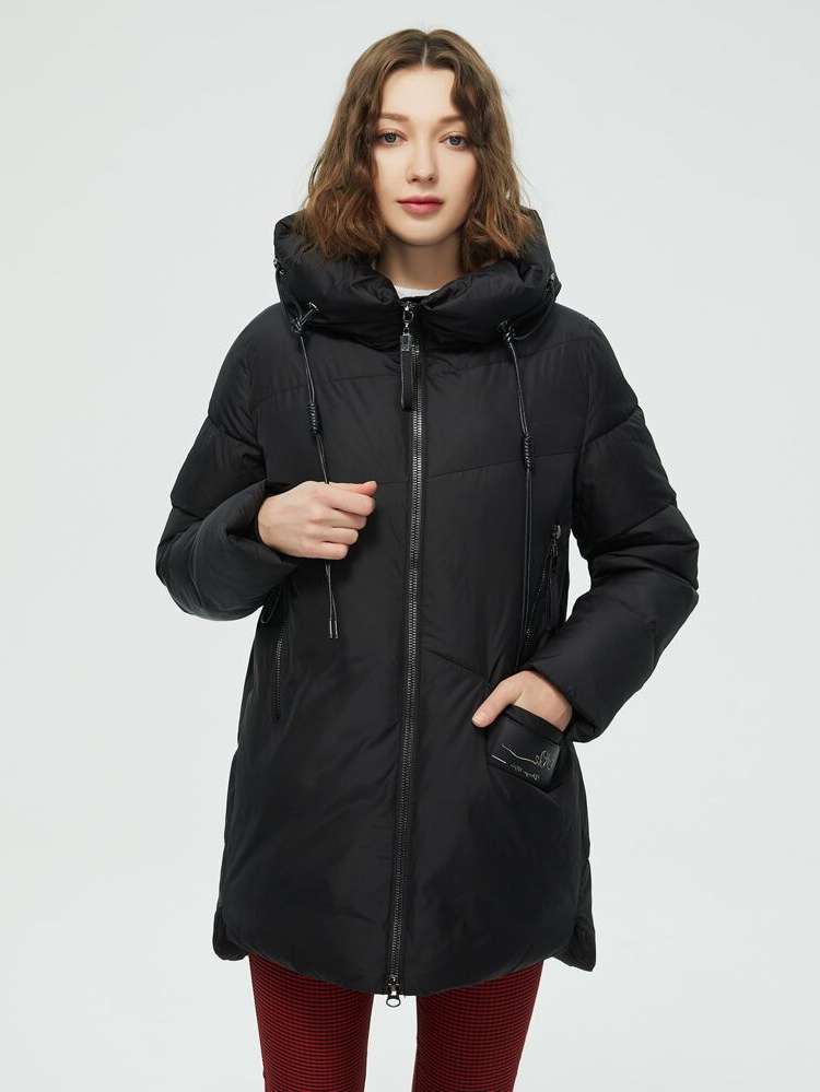 Regular Fit Tape Hooded Women Outerwear 6541