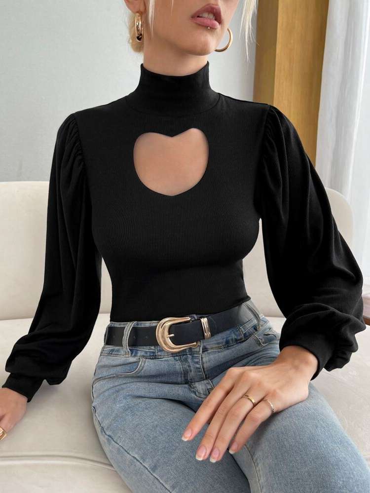 Slim Fit Elegant Black Long Sleeve Women Clothing 5284