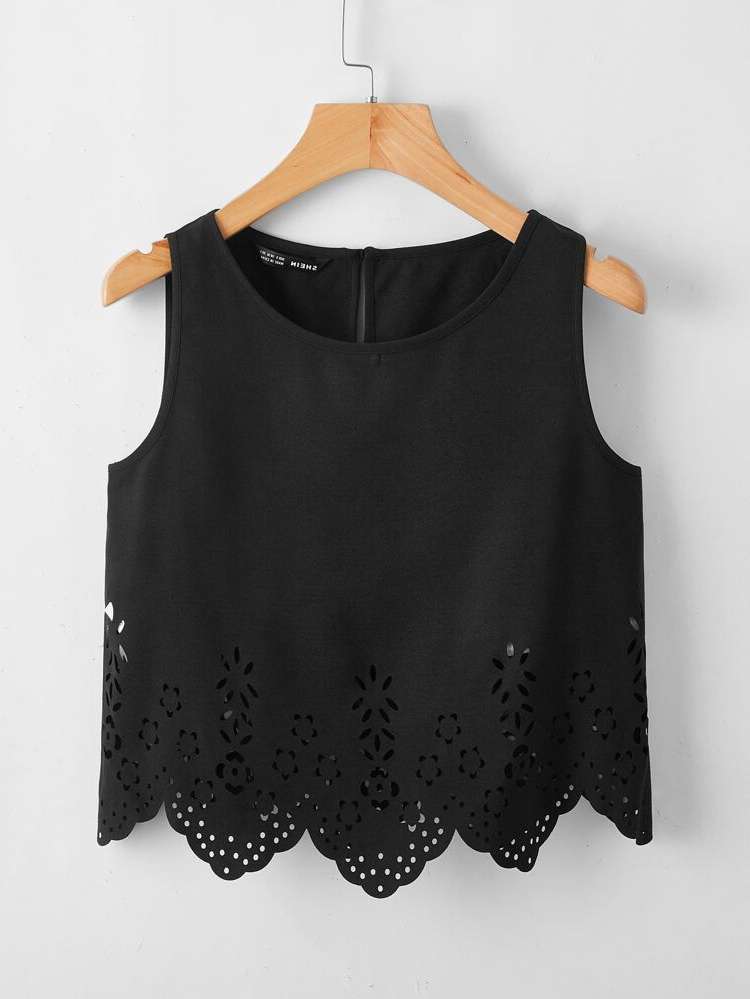 Cut Out Regular Fit Black Women Tops, Blouses  Tee 171