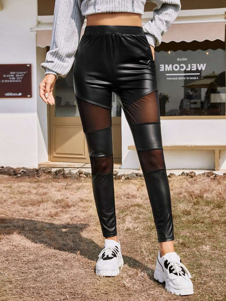  Black Plain Women Leggings 3022