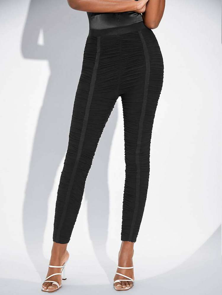  Ruched Black Women Leggings 1653