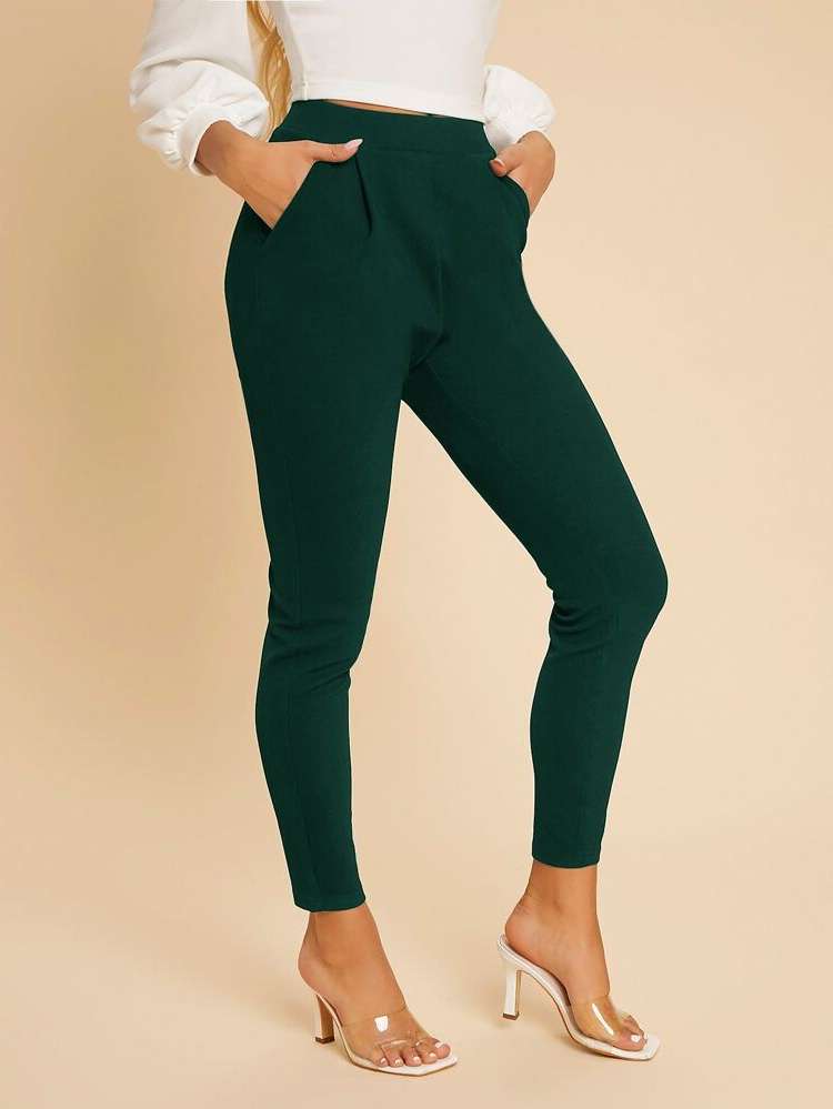  Elegant Black Button Women Pants 234