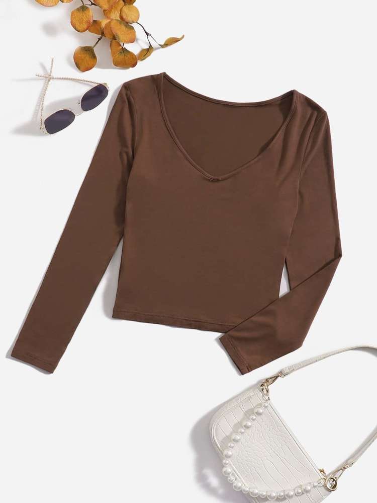  Slim Fit Long Sleeve Women Tops, Blouses  Tee 5488