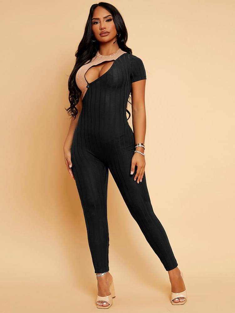  Zipper Round Neck Women Jumpsuits  Bodysuits 284