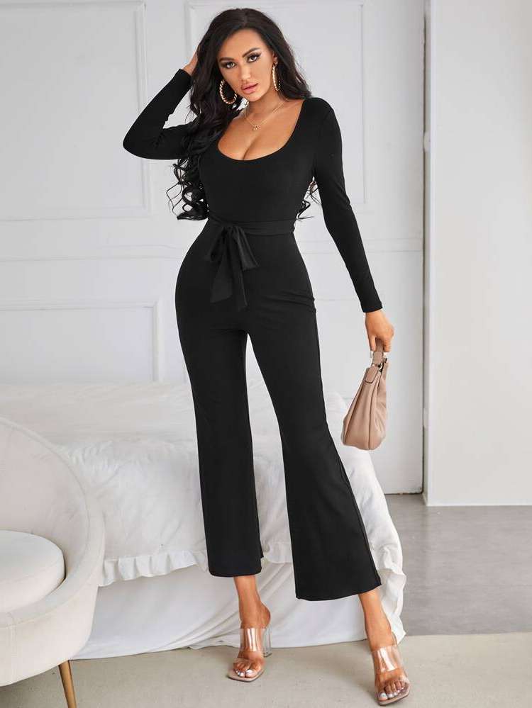 Sexy Capris Plain Belted Women Clothing 4294