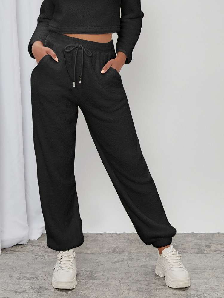 Black Long Regular Fit Women Bottoms 893