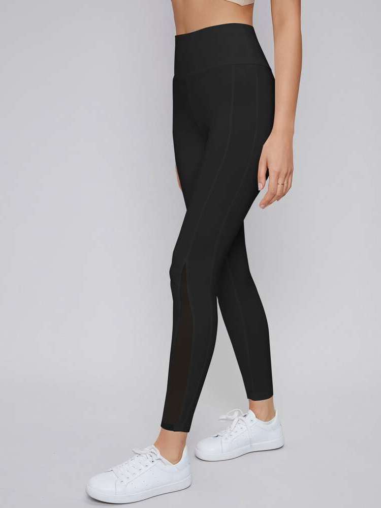  Casual Contrast Mesh Women Leggings 1550