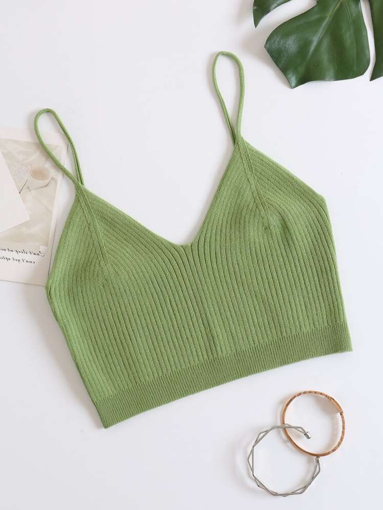 Plain Slim Fit Crop Sleeveless Women Knitwear 3583