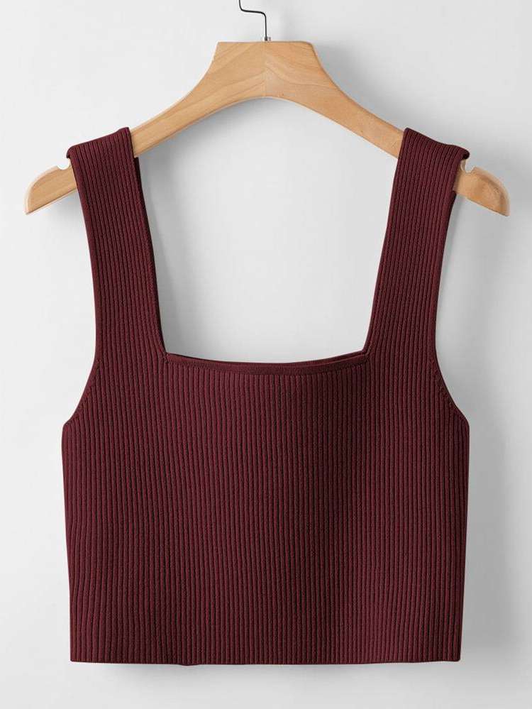  Straps Sleeveless Crop Women Knit Tops 7393