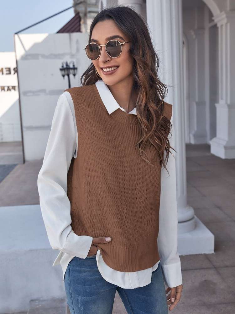 Regular Fit Casual Round Neck Women Knitwear 707