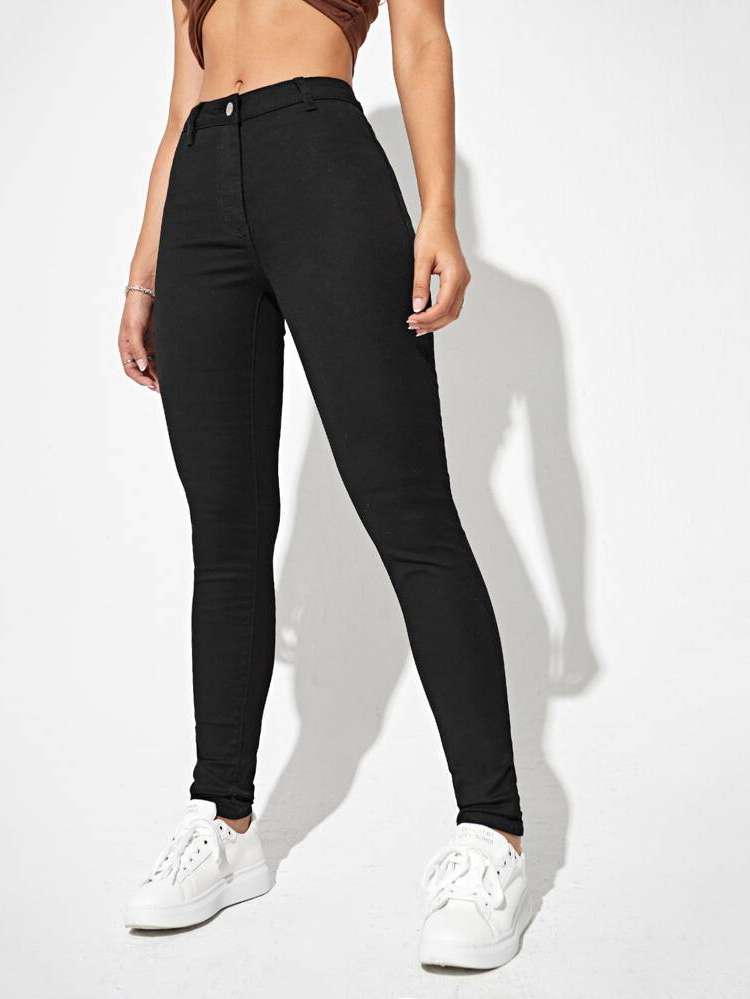 Cropped Skinny Black Women Jeans 2196