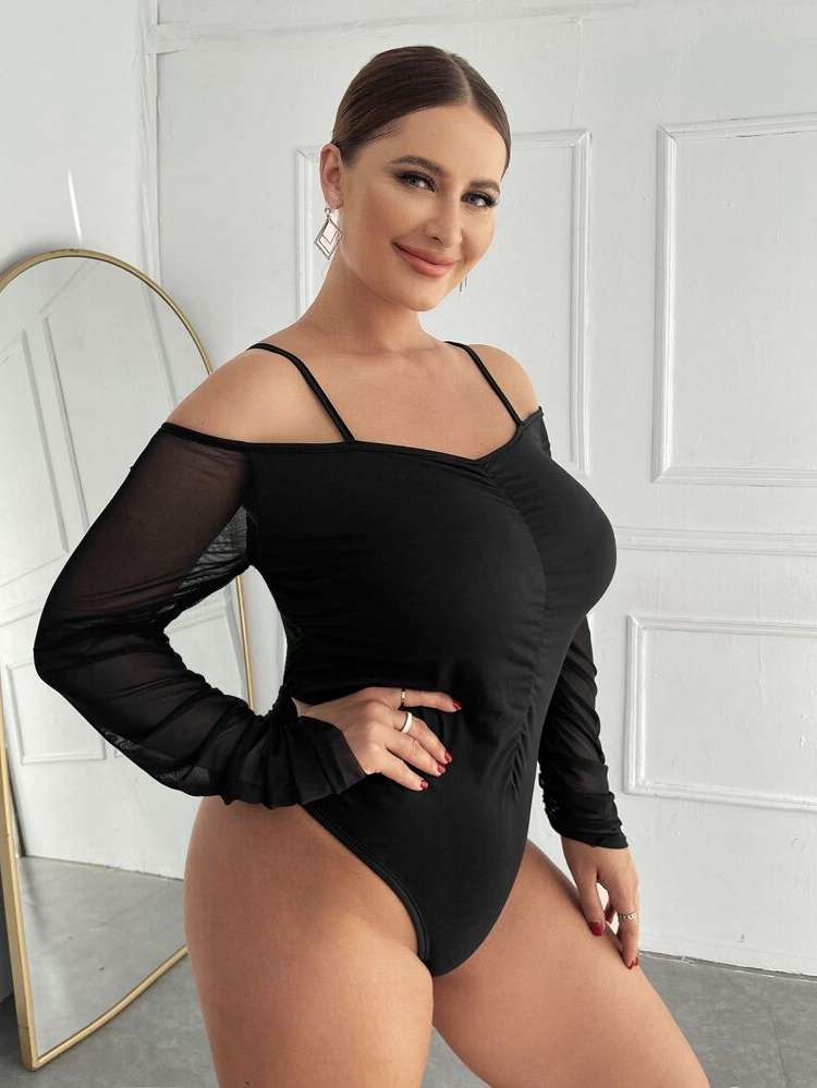  Ruched Elegant Plus Size Bodysuits 260