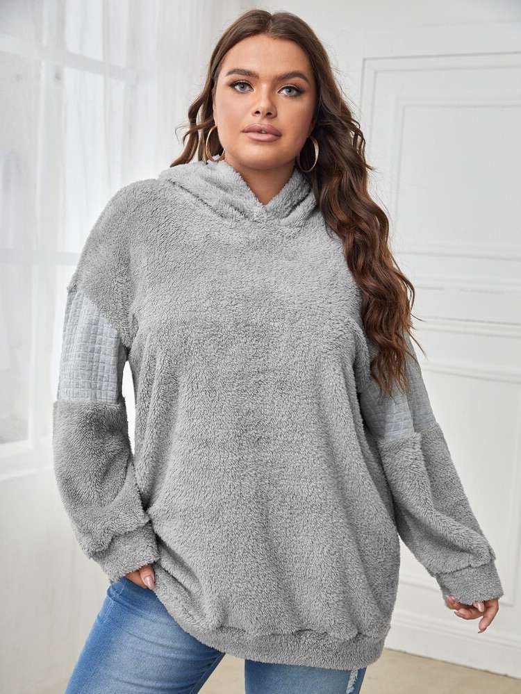 Long Black Casual Hooded Plus Size Sweatshirts 752