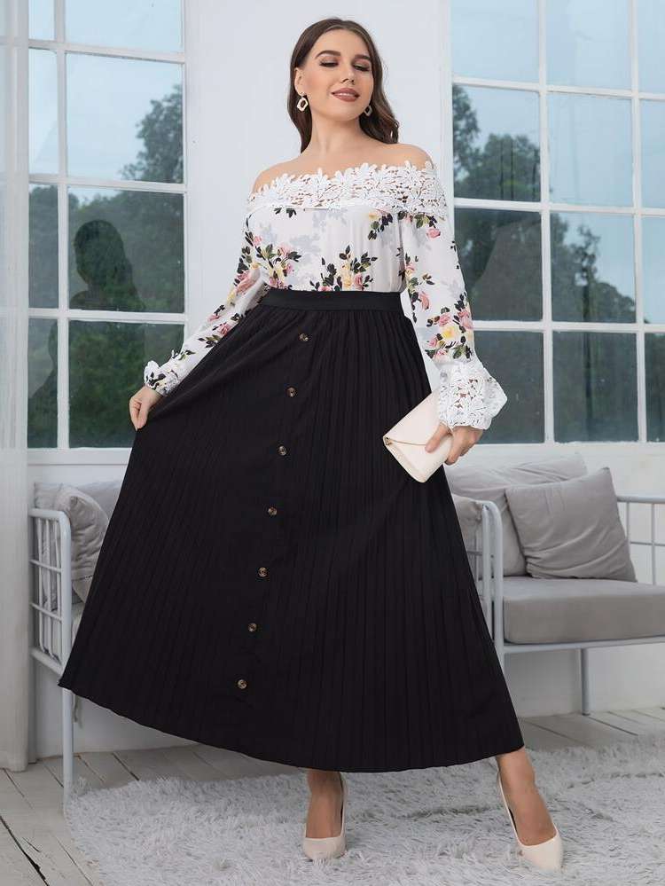 Casual  Plain Plus Size Skirts 8684