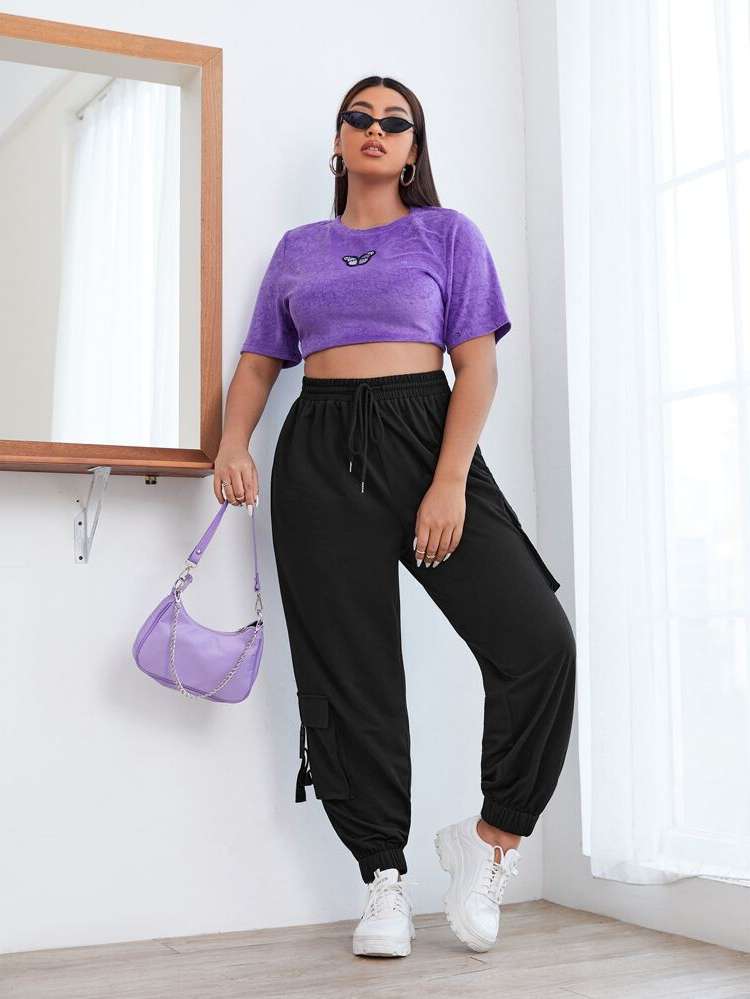   Black Plus Size Sweatpants 398